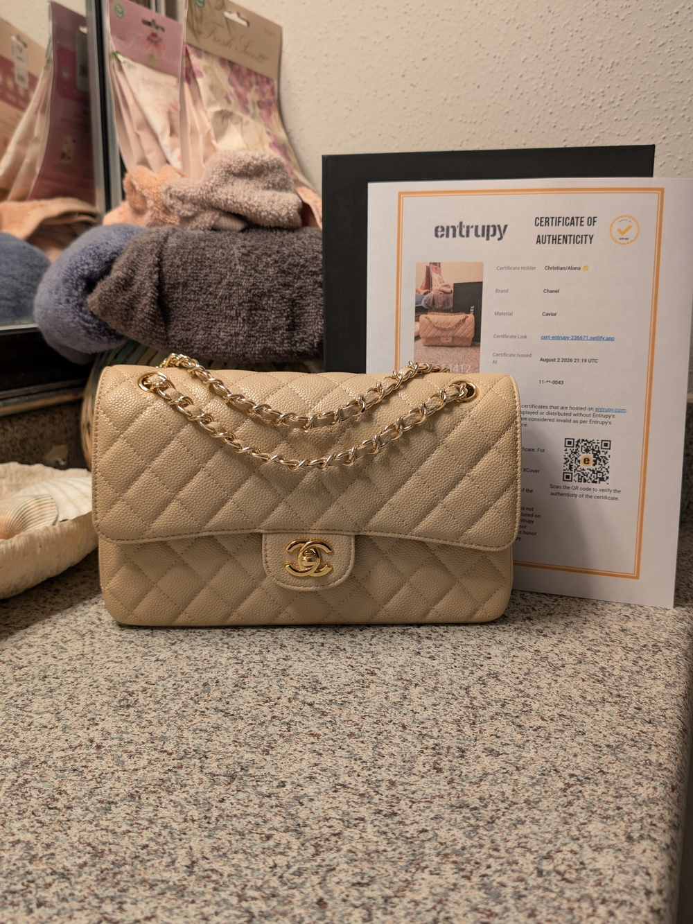 VINTAGE Chanel Classic Flap Bag - Beige Caviar